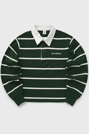 Sporty & Rich Serif Logo Cropped Rugby Polo women Shirts & Blouses