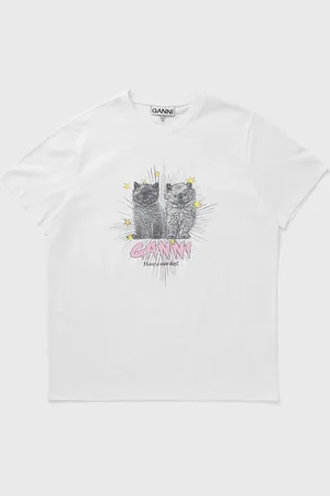 Ganni Basic Jersey Kittens Relaxed T-shirt women Shortsleeves
