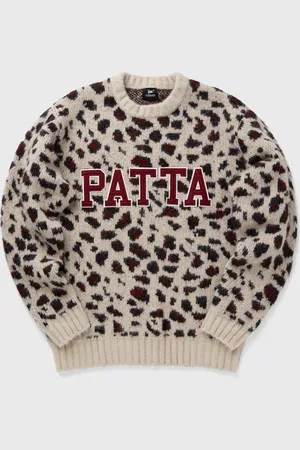 Patta Leopard Brushed Knitted Sweater men Pullovers