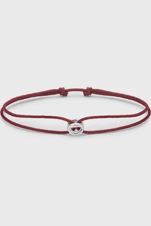 Le Gramme 1g polished sterling silver burgundy entrelacs cord bracelet men Jewellery