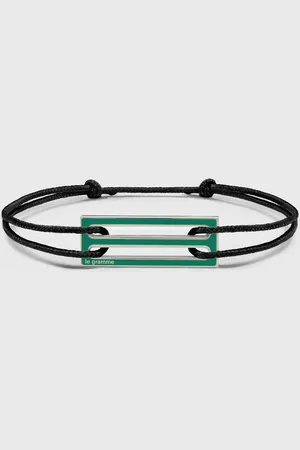 Le Gramme 2.5g polished sterling silver green lacquered cord bracelet men Jewellery
