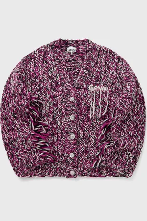 Ganni Graphic Wool Handknit Cardigan women Zippers & Cardigans