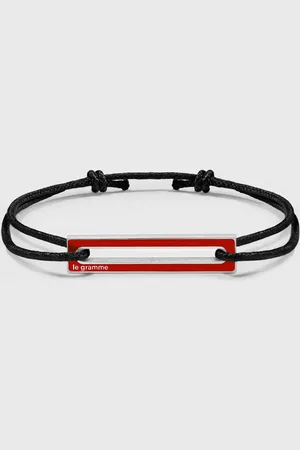 Le Gramme 1.7g polished sterling silver red lacquered cord bracelet men Jewellery