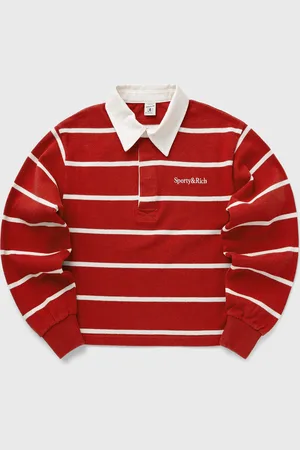 Sporty & Rich Serif Logo Cropped Rugby Polo women Shirts & Blouses