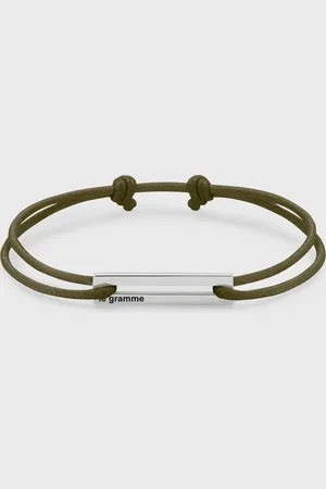 Le Gramme 1.7g-polished sterling silver-khaki cord-bracelet men Jewellery