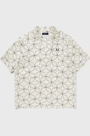 Fred Perry Geometric Print Revere Collar men Shortsleeves
