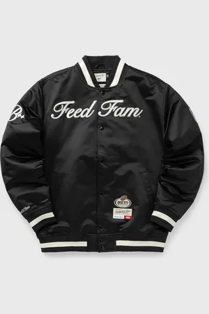Mitchell & Ness X BSTN x NFL FEED FAM Satin Jacket men Bomber Jackets|College Jackets