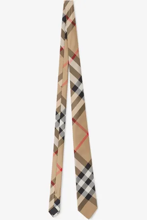 Burberry Cravate en soie Check, Beige