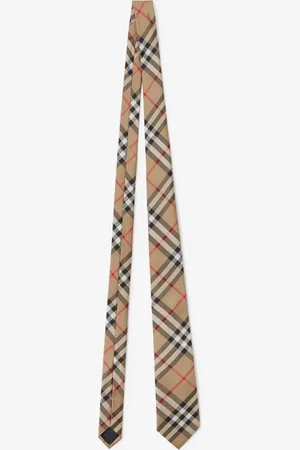 Burberry Cravate en soie Check, Beige