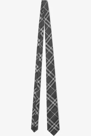 Burberry Cravate en soie Check, Grey