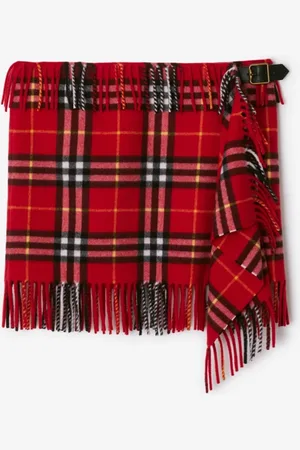 Burberry Jupe écharpe en laine et cachemire Check, Size: S