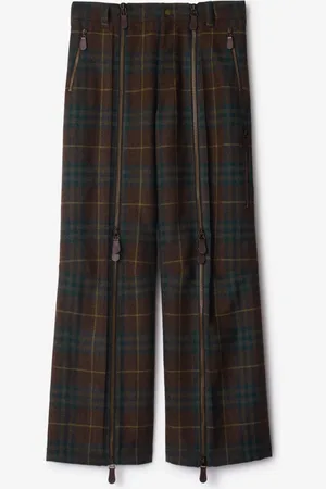 Burberry Pantalon zippé en laine Check, Size: 52