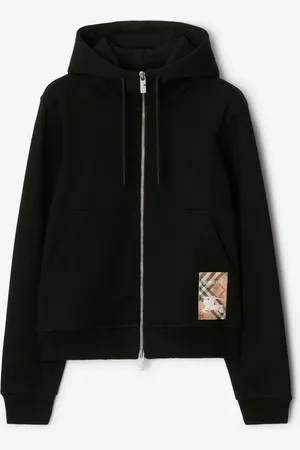 Burberry Hoodie zippé en coton avec étiquette Check, Size: XS