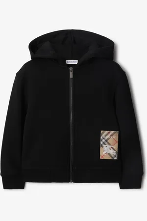 Burberry Hoodie zippé en coton avec étiquette Check, Size: 8Y