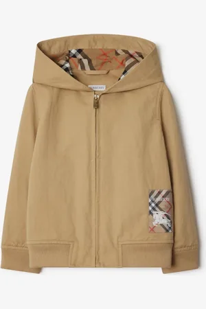 Burberry Hoodie zippé en nylon et coton avec étiquette Check, Size: 14Y