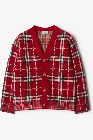 Burberry Cardigan en laine Check, Size: 3Y