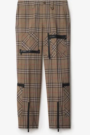 Burberry Pantalon cargo en soie mélangée Check, Size: 52