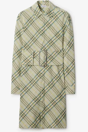 Burberry Robe chemise en lin stretch Check, Size: 06