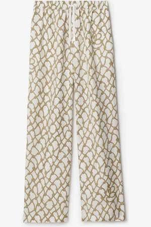 Burberry Pantalon en soie à motif corde, Size: 10