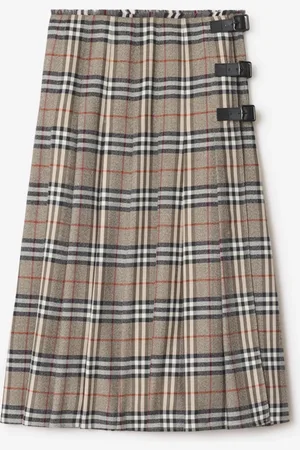 Burberry Kilt midi en laine Check, Size: 16