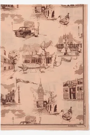 Burberry Écharpe en laine et soie avec monuments de Londres