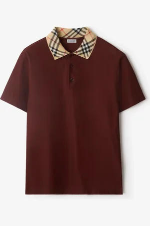 Burberry Polo à col Check en coton, Size: XL