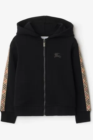 Burberry Hoodie zippé en coton avec Check, Size: 3Y