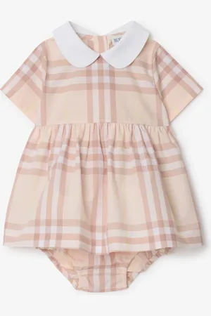 Burberry Robe et bloomer en popeline de coton Check, Size: 3M
