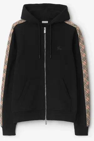 Burberry Hoodie zippé en coton avec Check, Size: M