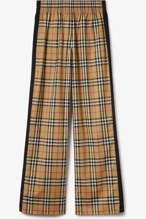 Burberry Pantalon en coton stretch Check, Size: 08, Beige