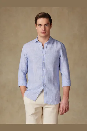 Café Coton Chemise ted en lin à rayures bleues