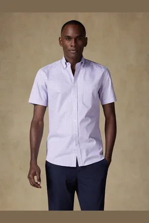 Café Coton Chemise manches courtes barry à rayures - col boutonné