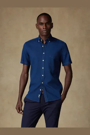 Café Coton Chemise manches courtes fulton indigo - col boutonné