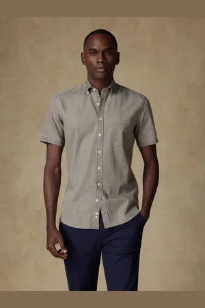Café Coton Chemise manches courtes darcy en denim grège - col boutonné