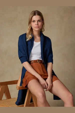 Café Coton Chemise coby en lin à effet denim indigo