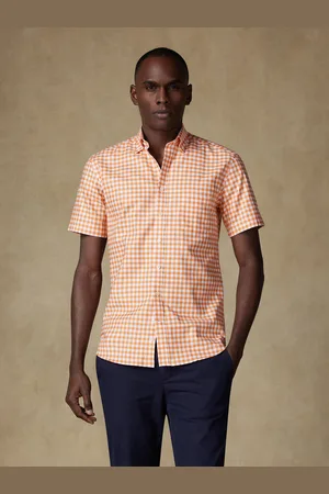 Café Coton Chemise manches courtes ash à carreaux - col boutonné