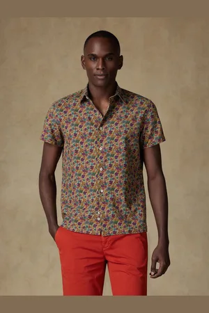 Café Coton Chemise manches courtes stuart en lin à motif floral