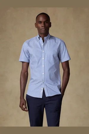 Café Coton Chemise manches courtes barry à rayures - col boutonné