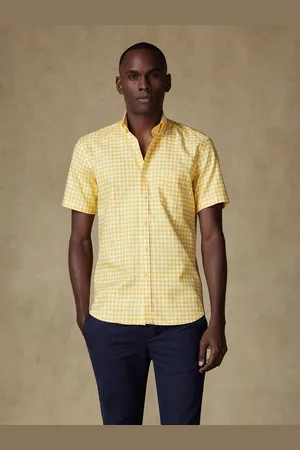 Café Coton Chemise manches courtes ash à carreaux - col boutonné