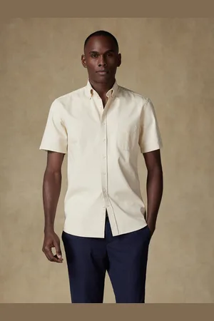 Café Coton Chemise manches courtes gustav en denim écrue - col boutonné