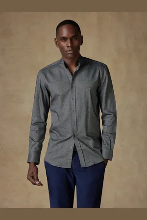 Café Coton Chemise cintrée col mao callum chiné