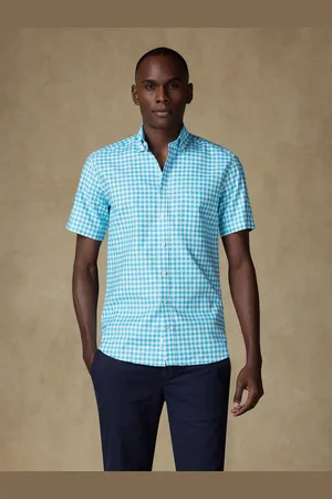 Café Coton Chemise manches courtes ash à carreaux - col boutonné