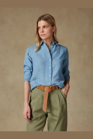 Café Coton Chemise albane en lin à effet denim