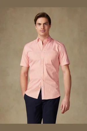 Café Coton Chemise manches courtes barry à rayures - col boutonné