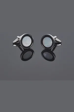 Café Coton Boutons de manchette rond noir nacre