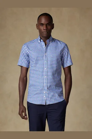 Café Coton Chemise manches courtes ash à carreaux - col boutonné