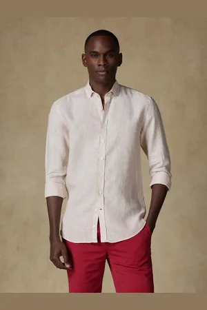 Café Coton Chemise ted en lin à rayures sable