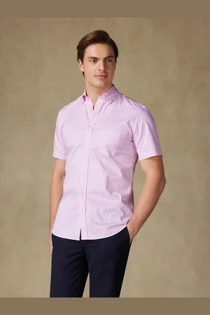 Café Coton Chemise manches courtes barry à rayures - col boutonné