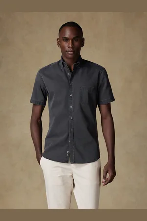 Café Coton Chemise manches courtes gustav en denim carbone - col boutonné