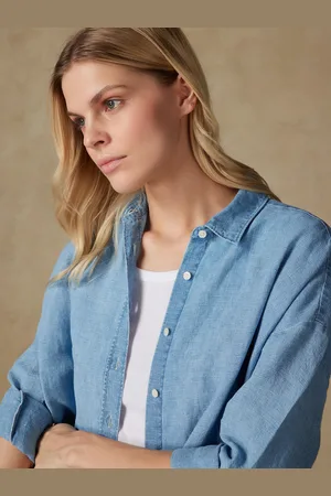 Café Coton Chemise coby en lin à effet denim